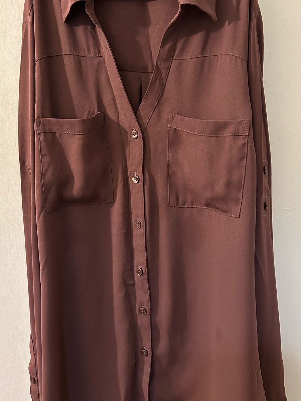 Express Portofino Button-Down Shirt Dress in Dusty Rose